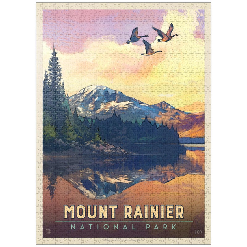 MyPuzzle.com MyPuzzle Mount Rainier National Park: Daybreak  Vintage Poster - Premium 1000 Piece Jigsaw Puzzle for Adults - Image 1